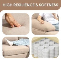 HOMCOM U Shape Couch with Double Chaise Lounge, Modern 4 Seater Sofa with Wooden Legs, Fabric Sofa for Living Room, Beige(m-6)