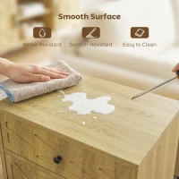 HOMCOM Nightstand Set of 2, Bedside Table Set with Drawer and Cabinet, Side End Table with Storage for Living Room, Oak(m-5)