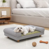 PawHut Pet Sofa, Dog Couch Bed for Small Dogs, Elevated Pet Sofa with Solid Feet for Indoor Kittens, Grey(m-8)