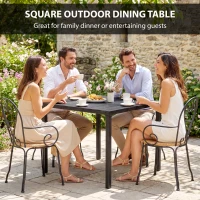 Outsunny Outdoor Dining Table for 4, Square HDPE Patio Table with Metal Legs for Garden, Backyard, Balcony, Deck, Black(m-4)