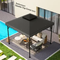 Outsunny 10' x 10' Gazebo Canopy Replacement, Double-Tier Outdoor Gazebo Cover Top Roof, TOP ONLY, Light Grey/Dark Grey(m-7)