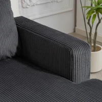 HOMCOM L Shaped Couch, L Shape Sofa with Chaise Lounge and Spring Cushion for Living Room, Bedroom, Charcoal Grey(m-14)