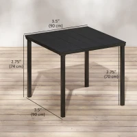 Outsunny Outdoor Dining Table for 4, Square HDPE Patio Table with Metal Legs for Garden, Backyard, Balcony, Deck, Black(m-3)