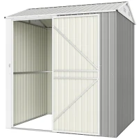 Outsunny 7' x 6' Tall Outdoor Storage Shed, Waterproof Metal Garden Shed with Gloves, Lockable Door, Silver Grey(m-2)