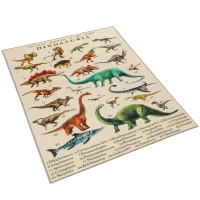 Qaba Large Play Mat 79" x 59", Crawling Mat for Toddlers, Living Room and Bedroom with Dinosaur Pattern, Khaki(m-1)