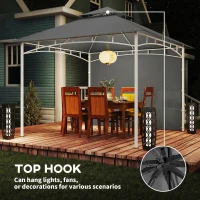 Outsunny 10' x 10' Patio Gazebo, Double Roof Outdoor Gazebo Canopy Shelter with Storage, Hook, Metal Frame, Dark Grey(m-7)