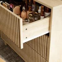 HOMCOM Bedroom Chest of Drawers, 3 Drawer Dresser with Fluted Panels and Solid Wood Legs, Storage Cabinet for Living Room, Oak(m-15)