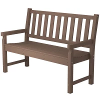 Outsunny 2-Person Garden Bench, HDPE Outdoor Bench with 530 lbs Capacity, Curved Seat for Backyard, Park, Porch, Lawn, Brown(m-1)