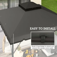 Outsunny 10' x 10' Gazebo Canopy Replacement, Double-Tier Outdoor Gazebo Cover Top Roof, TOP ONLY, Light Grey/Dark Grey(m-6)