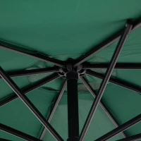 Outsunny 9.7ft Offset Patio UmbrellaCantilever Parasol with Crank Handle, 8 Ribs and Cross Base for Outdoor, Sun Shade, Green(m-9)