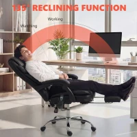 Vinsetto 6 Point Vibration Massage Office Chair, PU Leather Heated Reclining Computer Chair with Footrest, Black(m-7)