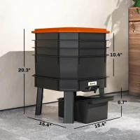 Outsunny 4-Tray Worm Composter Bin, 7.4 Gal Outdoor & Indoor Worm Composter for Recycling Food Waste, Orange(m-3)
