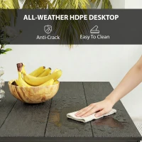 Outsunny Outdoor Dining Table for 4, Square HDPE Patio Table with Metal Legs for Garden, Backyard, Balcony, Deck, Black(m-5)