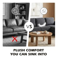 HOMCOM L Shaped Couch, L Shape Sofa with Chaise Lounge and Spring Cushion for Living Room, Bedroom, Charcoal Grey(m-8)