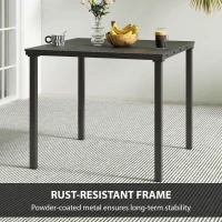 Outsunny Outdoor Dining Table for 4, Square HDPE Patio Table with Metal Legs for Garden, Backyard, Balcony, Deck, Black(m-6)