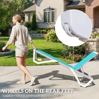 Outsunny Outdoor Chaise Lounge Chair, Patio Aluminum Tanning Chair with 5-Level Adjustable Back, Portable Wheels, Turquoise(m-6)