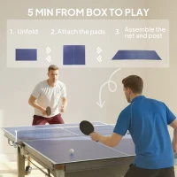 Soozier 9 ft Folding Ping Pong Table Top for Pool Tables, Table Tennis Conversion Top with Net, Foam Padding, Blue(m-9)