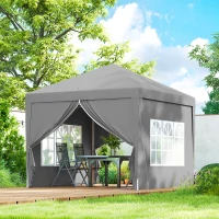 Outsunny 10'x10' Outdoor Pop Up Party Tent Wedding Gazebo Canopy with Carrying Bag (Light Grey)(m-8)