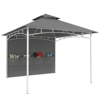 Outsunny 10' x 10' Patio Gazebo, Double Roof Outdoor Gazebo Canopy Shelter with Storage, Hook, Metal Frame, Dark Grey(m-11)
