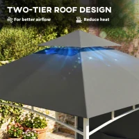 Outsunny 10' x 10' Patio Gazebo, Double Roof Outdoor Gazebo Canopy Shelter with Storage, Hook, Metal Frame, Dark Grey(m-4)