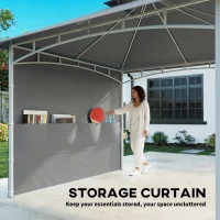 Outsunny 10' x 10' Patio Gazebo, Double Roof Outdoor Gazebo Canopy Shelter with Storage, Hook, Metal Frame, Dark Grey(m-5)