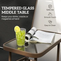 Outsunny Outdoor 2-Person Glider Bench, Outside Swing Glider Chair Loveseat with Breathable Mesh, Table, Steel Frame(m-6)