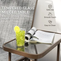 Outsunny Outdoor 2-Person Glider Bench, Outside Swing Glider Chair Loveseat with Breathable Mesh, Table, Steel Frame(m-6)