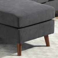 HOMCOM Sectional Sofa with Changeable Chaise Lounge, 3 Seat L-Shaped Small Space Sofa, Upholstered Couch for Small Space, Dark Grey(m-13)