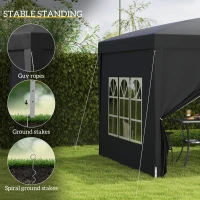 Outsunny 10'x10' Outdoor Pop Up Party Tent Wedding Gazebo Canopy with Carrying Bag (Black)(m-6)
