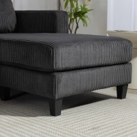 HOMCOM L Shaped Couch, L Shape Sofa with Chaise Lounge and Spring Cushion for Living Room, Bedroom, Charcoal Grey(m-13)