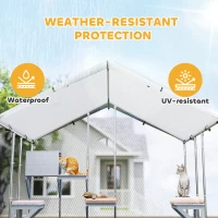 PawHut 79" Extra Large Metal Outdoor Catio with Waterproof Cover, Resting Box, 4 Platforms, for Multiple Rabbits, Chicken(m-7)