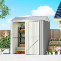 Outsunny 7' x 6' Tall Outdoor Storage Shed, Waterproof Metal Garden Shed with Gloves, Lockable Door, Silver Grey(m-1)