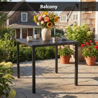 Outsunny Outdoor Dining Table for 4, Square HDPE Patio Table with Metal Legs for Garden, Backyard, Balcony, Deck, Black(m-10)