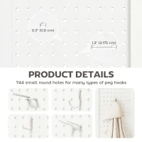 HOMCOM 5.6 Ft. Tall 6-Panel Room Divider, Pegboard Panel Folding Privacy Screen, Partition Wall Divider for Bedroom, White(m-6)