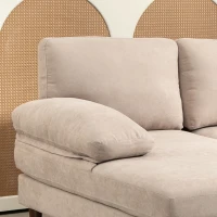 HOMCOM U Shape Couch with Double Chaise Lounge, Modern 4 Seater Sofa with Wooden Legs, Fabric Sofa for Living Room, Beige(m-15)