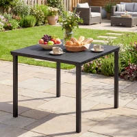 Outsunny Outdoor Dining Table for 4, Square HDPE Patio Table with Metal Legs for Garden, Backyard, Balcony, Deck, Black(m-1)