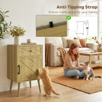 HOMCOM Nightstand Set of 2, Bedside Table Set with Drawer and Cabinet, Side End Table with Storage for Living Room, Oak(m-6)