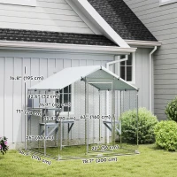 PawHut 79" Extra Large Metal Outdoor Catio with Waterproof Cover, Resting Box, 4 Platforms, for Multiple Rabbits, Chicken(m-3)