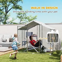 PawHut 79" Extra Large Metal Outdoor Catio with Waterproof Cover, Resting Box, 4 Platforms, for Multiple Rabbits, Chicken(m-5)