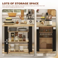 HOMCOM Kitchen Island Dining Table with Storage Cabinet, Large Tabletop for 4-6 People, 4-Door Cupboard & Shelves, Black(m-6)