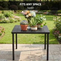 Outsunny Outdoor Dining Table for 4, Square HDPE Patio Table with Metal Legs for Garden, Backyard, Balcony, Deck, Black(m-7)