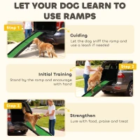 PawHut Folding Dog Ramp for Car, 61 Inches Portable Pet Ramp with Non Slip Grass Surface, Raised Side Rails(m-8)
