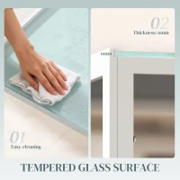 HOMCOM Rectangular Kitchen Table for 4 People, Dining Table with Tabletop Tempered Glass for Dining Room, Living Room, White(m-4)