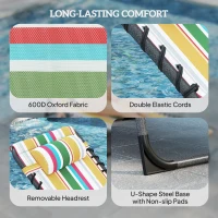 Outsunny Folding Outdoor Chaise Lounge Chair Tanning Chair with 5-Level Adjustable Back, Side Table, Pillow, Pocket, Mixed Color(m-5)
