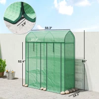 Outsunny 3 Tier Mini Greenhouse, Small Portable Greenhouse with 2 Roll-up Doors, 56.3" x 18.1" x 65", Green(m-3)