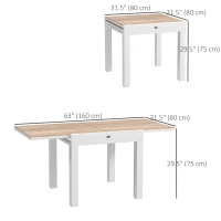Outsunny Extendable Patio Dining Table, Aluminum Frame Outdoor Patio Table with Faux Wood Top for Garden Backyard, Natural Wood(m-3)