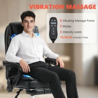 Vinsetto 6 Point Vibration Massage Office Chair, PU Leather Heated Reclining Computer Chair with Footrest, Black(m-4)