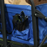 Outsunny Collapsible Folding Garden Cart, Heavy Duty Lawn Wagon with Universal Wheels and Adjustable Handle, Blue(m-10)