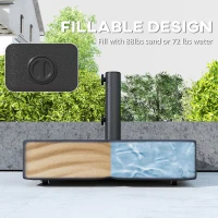 Outsunny Patio Umbrella Base with Wheels Outdoor Umbrella Stand Holder for 1.5"/1.9" Poles Black(m-5)