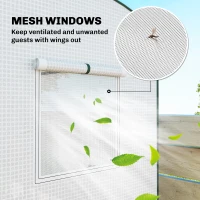 Outsunny Mini Greenhouse, Portable Greenhouse with Roll-Up Door and 2 Mesh Windows, PE Cover, 78.7" x 29.5" x 74", White(m-7)